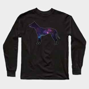 Galaxy American Pit Bull Terrier Silhouette Long Sleeve T-Shirt